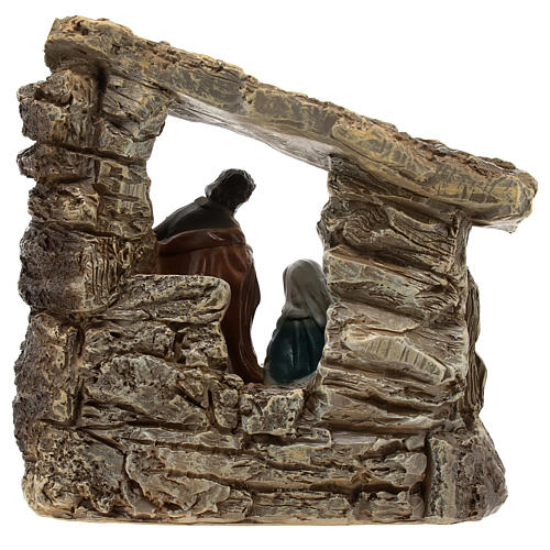Natividade presépio de Natal com gruta resina colorida 17x14,5x6,5 cm 5