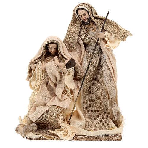 Holy Family for nativity scene Resin shabby chic fabric 22 cm 1