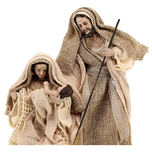 Holy Family for nativity scene Resin shabby chic fabric 22 cm 2