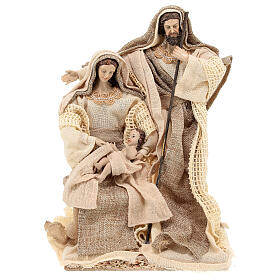 Holy Family set in resin, shabby chic fabric 27 cm