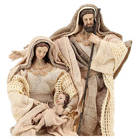 Holy Family set in resin, shabby chic fabric 27 cm