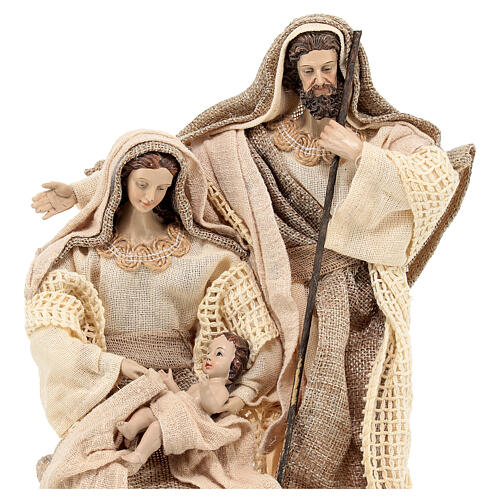 Holy Family set in resin, shabby chic fabric 27 cm 2