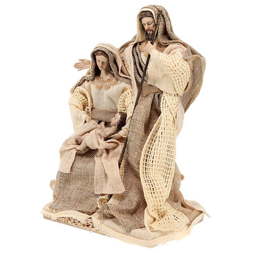 Holy Family set in resin, shabby chic fabric 27 cm 3
