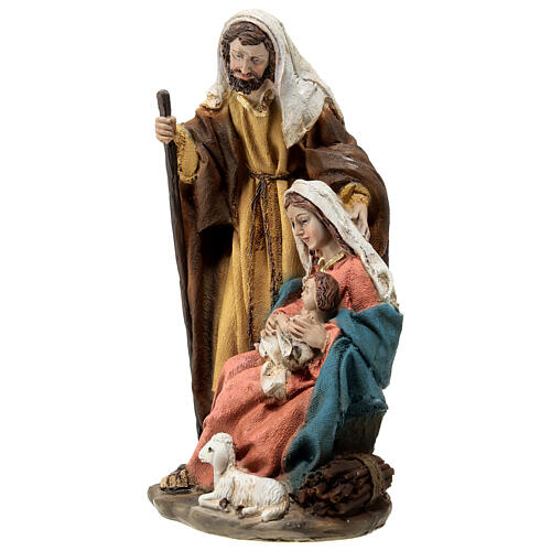 Holy Family with sheep nativity 20 cm in resin 3