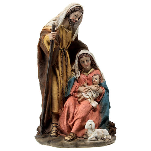 Holy Family with sheep nativity 20 cm in resin 5