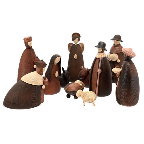 Stylised Nativity Scene of 15 cm, set of 11, painted resin 1