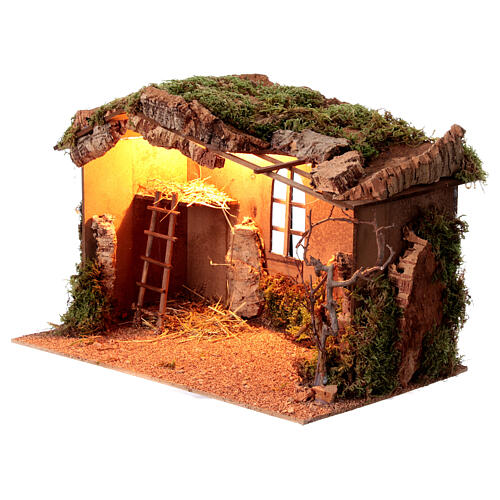 Capanna scala artigianale presepe 14 cm 25x40x25 cm 2