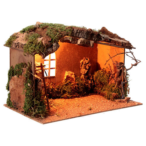 Capanna scala artigianale presepe 14 cm 25x40x25 cm 3