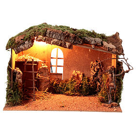 Stable for nativity scene handcrafted ladder 14 cm 25x40x25 cm