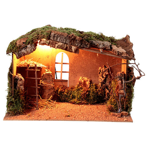 Stable for nativity scene handcrafted ladder 14 cm 25x40x25 cm 1