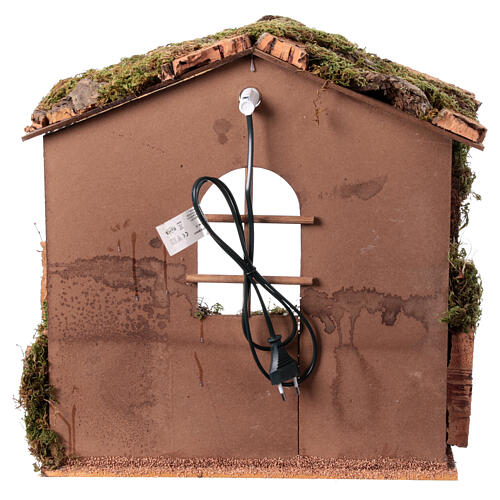 Stall mit Fenster und Beleuchtung, mit echtem Moos, für 16-cm-Krippe – 40 × 40 × 30 cm 5