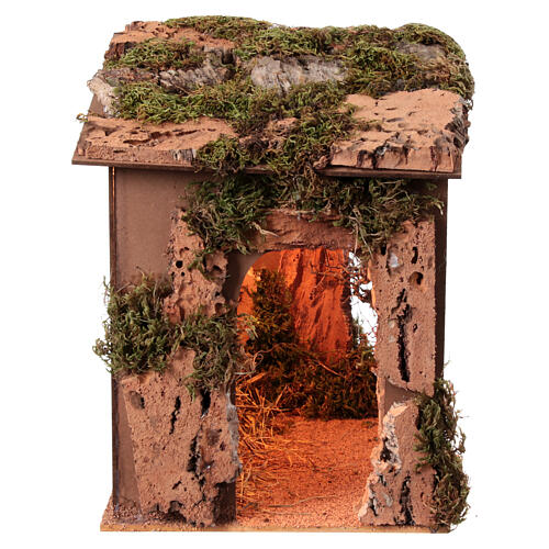 Nativity scene stable with moss window lights 16 cm 40x40x30 cm 4