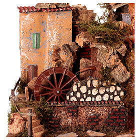 Empty stable with watermill, 33x50x30 cm, for 12-14 cm Nativity Scene