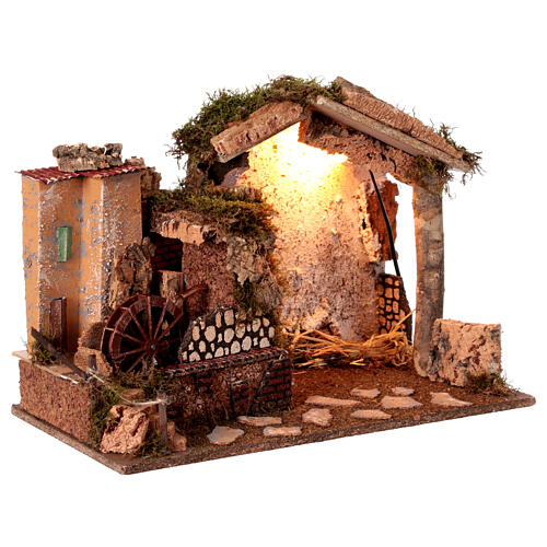 Cabaña vacía 33x50x30 cm molino de agua para estatuas de 12-14 cm 4