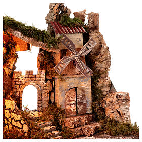 Stable with windmill, 35x50x30 cm, for 10-12 cm Nativity Scene