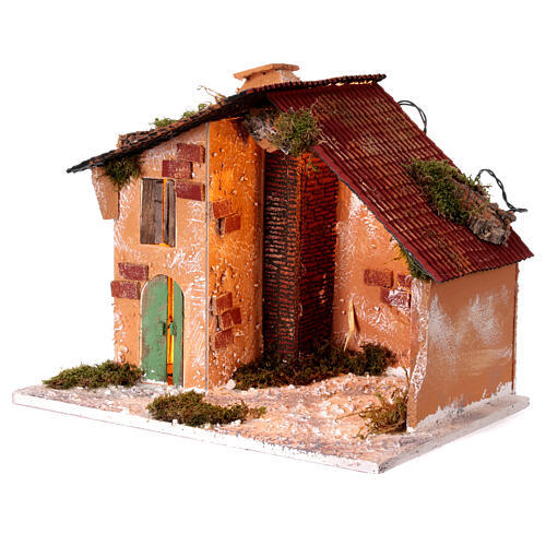 Lighted stable for nativity scene 40x45x30 cm figurines 12 cm 2