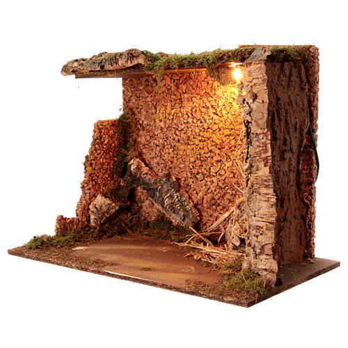 Empty stable with lights, 45x60x35 cm, for 20 cm Nativity Scene 4