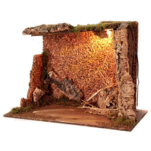 Cabane vide 45x60x35 cm liège lumières crèche 20 cm 2