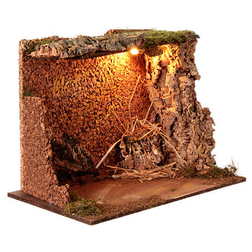 Cabane vide 45x60x35 cm liège lumières crèche 20 cm 3