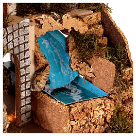 Nativity Scene setting with lights and waterfall, 40x45x30 cm, for 8-10 cm Nativity Scene