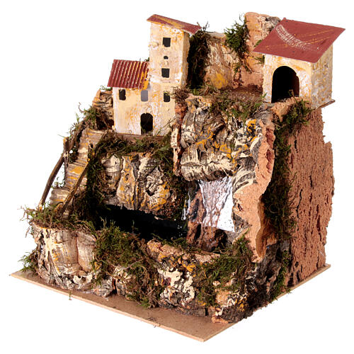 Casas con cascada con bomba 30x25x25 cm para belén 4 cm 3