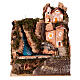 Illuminated setting with houses and waterfall, 30x25x25 cm, for 4 cm Nativity Scene s1