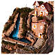 Illuminated setting with houses and waterfall, 30x25x25 cm, for 4 cm Nativity Scene s2