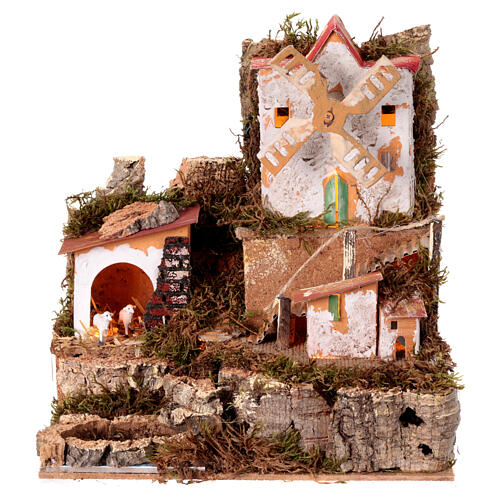 Landscape with electric windmill, 30x25x25 cm, for 4 cm Nativity Scene 1