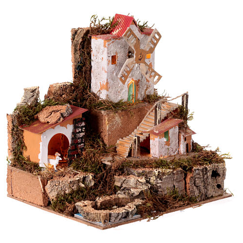 Landscape with electric windmill, 30x25x25 cm, for 4 cm Nativity Scene 3