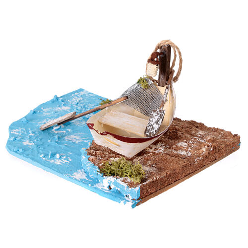 Setting with rowboat, oars and nets, 15x20x15 cm, for 10-12 cm Nativity Scene 2