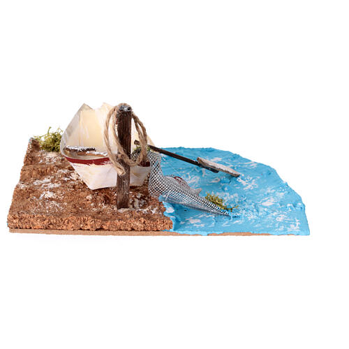 Setting with rowboat, oars and nets, 15x20x15 cm, for 10-12 cm Nativity Scene 4