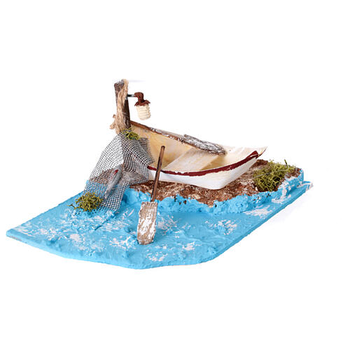 Nativity scene boat with oar nets 15x20x15 cm for 10-12 cm 3