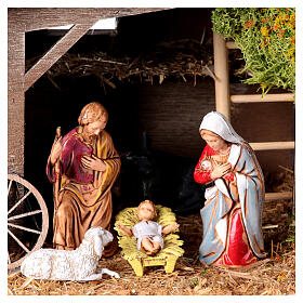 Farm of 15x35x15 cm, rustic style, with Moranduzzo figurines for Nativity Scene of 6-8 cm