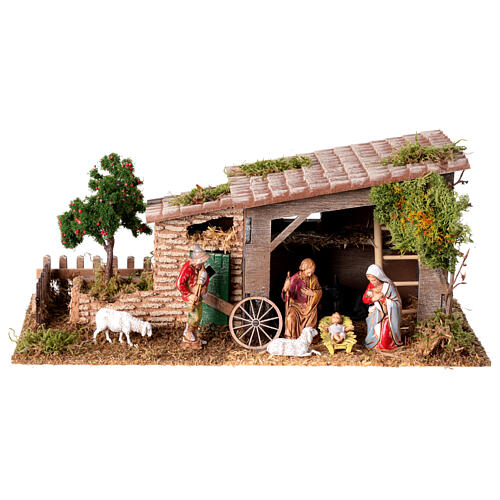 Farm of 15x35x15 cm, rustic style, with Moranduzzo figurines for Nativity Scene of 6-8 cm 1