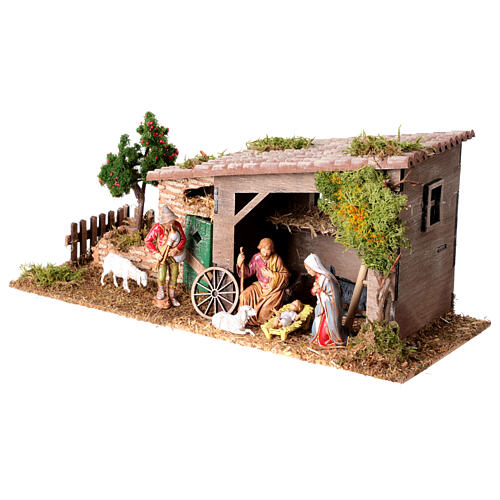 Farm of 15x35x15 cm, rustic style, with Moranduzzo figurines for Nativity Scene of 6-8 cm 3