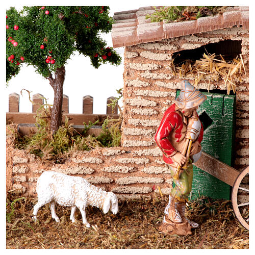 Farm of 15x35x15 cm, rustic style, with Moranduzzo figurines for Nativity Scene of 6-8 cm 4
