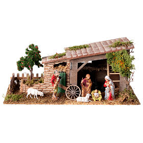 Farma 15x35x15cm w stylu rustykalnym z figurkami Moranduzzo do szopki 6-8 cm