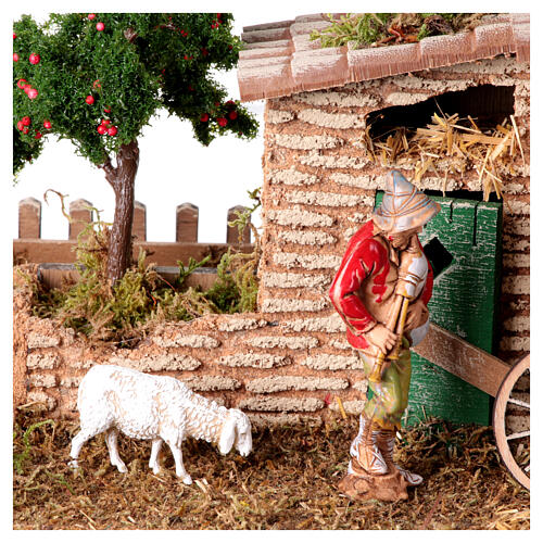 Farma 15x35x15cm w stylu rustykalnym z figurkami Moranduzzo do szopki 6-8 cm 4