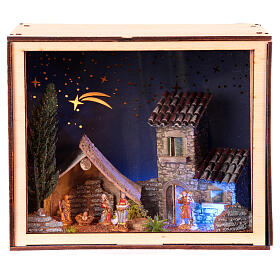 Nativity Box of 20x25x20 cm for 4 cm Nativity Scene, hand painted
