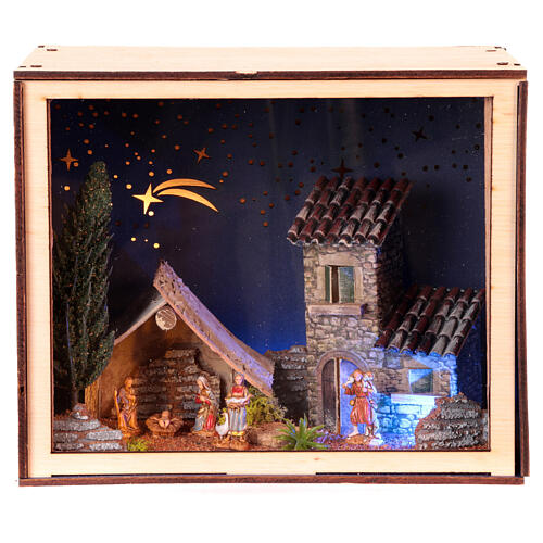 Nativity Box of 20x25x20 cm for 4 cm Nativity Scene, hand painted 1