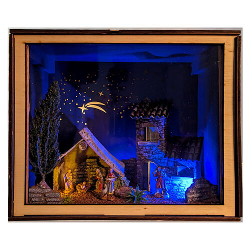 Nativity Box of 20x25x20 cm for 4 cm Nativity Scene, hand painted 2