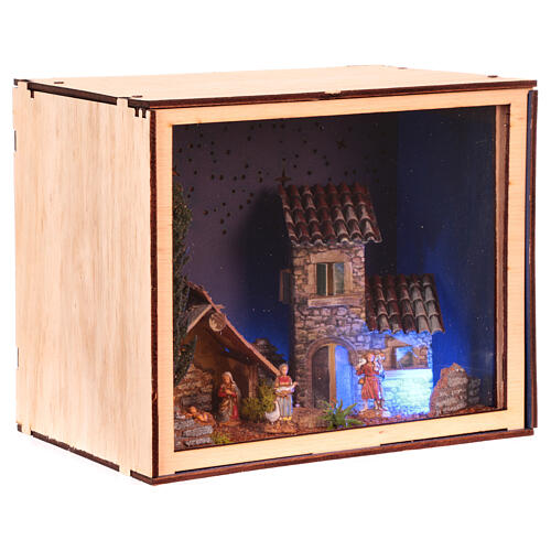 Nativity Box of 20x25x20 cm for 4 cm Nativity Scene, hand painted 4