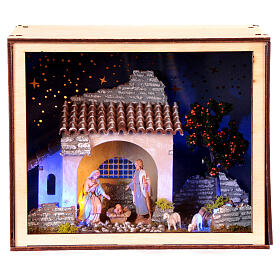Nativity Box con Natividad Moranduzzo pintada 20x25x20 cm belén 6 cm