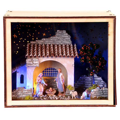 Nativity Box con Natividad Moranduzzo pintada 20x25x20 cm belén 6 cm 1