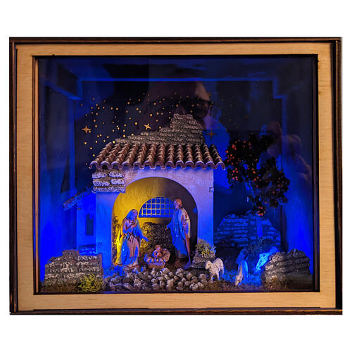 Nativity Box con Natividad Moranduzzo pintada 20x25x20 cm belén 6 cm 2