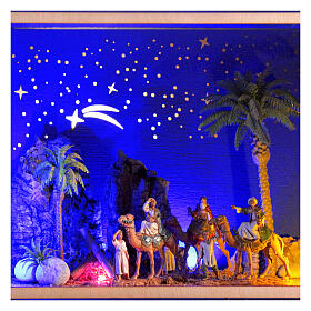 Nativity Box, Heilige Könige auf Kamelen, mit 4 cm Krippenfiguren von Moranduzzo, 20x25x20 cm
