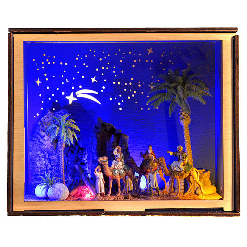 Nativity Box with Wise Men on their camels, 20x25x20 cm, for 4 cm Nativity Scene 1