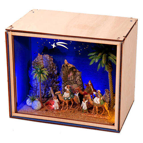 Nativity Box Reis Magos nos camelos presépio 4 cm pintada à mão 20x25x20 cm 4