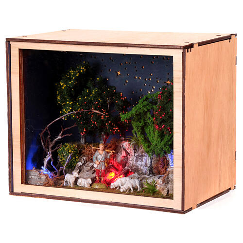 Nativity Box, Hirte und Schafe durchstreifen den Wald, mit 6 cm Krippenfiguren von Moranduzzo, 20x25x20 cm 3