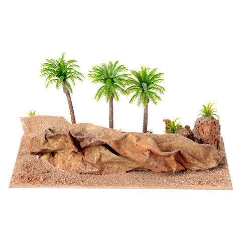 Krippenszenerie, Oase inmitten der Wüste und Kamel, für 4 cm Figuren, 15x30x20 cm 5